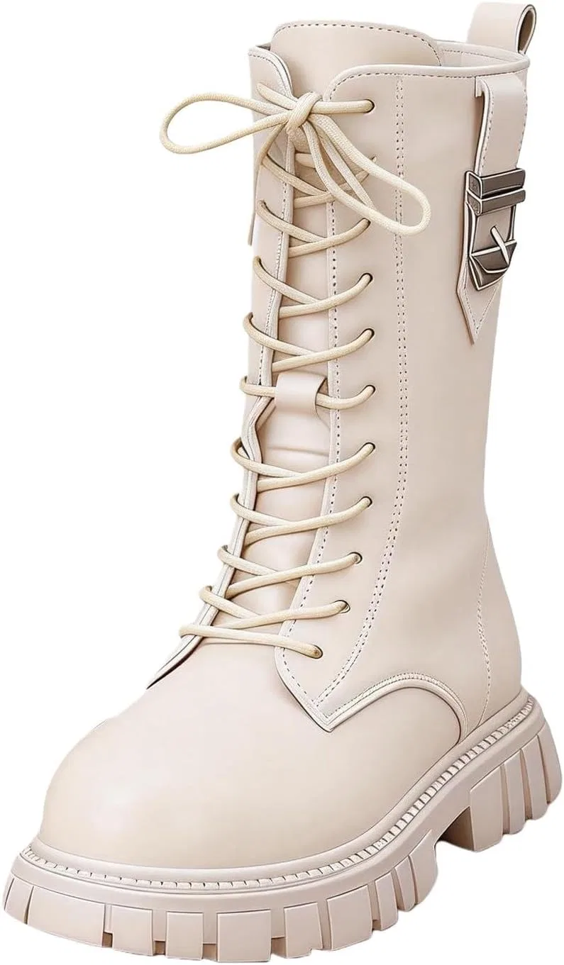 Детские ботинки на шнуровке с принтом Combat Boots, Beige — фото 4