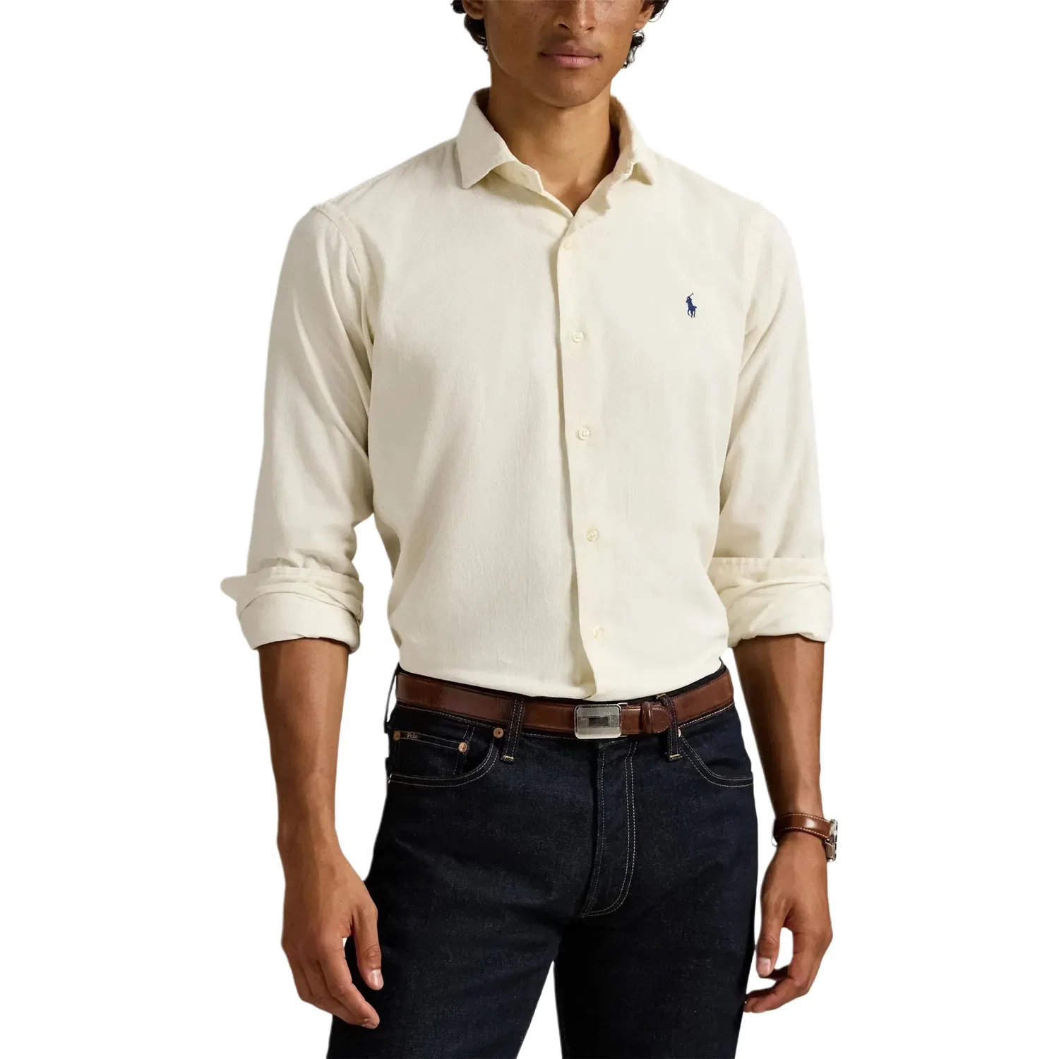 Рубашка мужская с отложным воротником, Polo Ralph Lauren, Cream White — фото 4