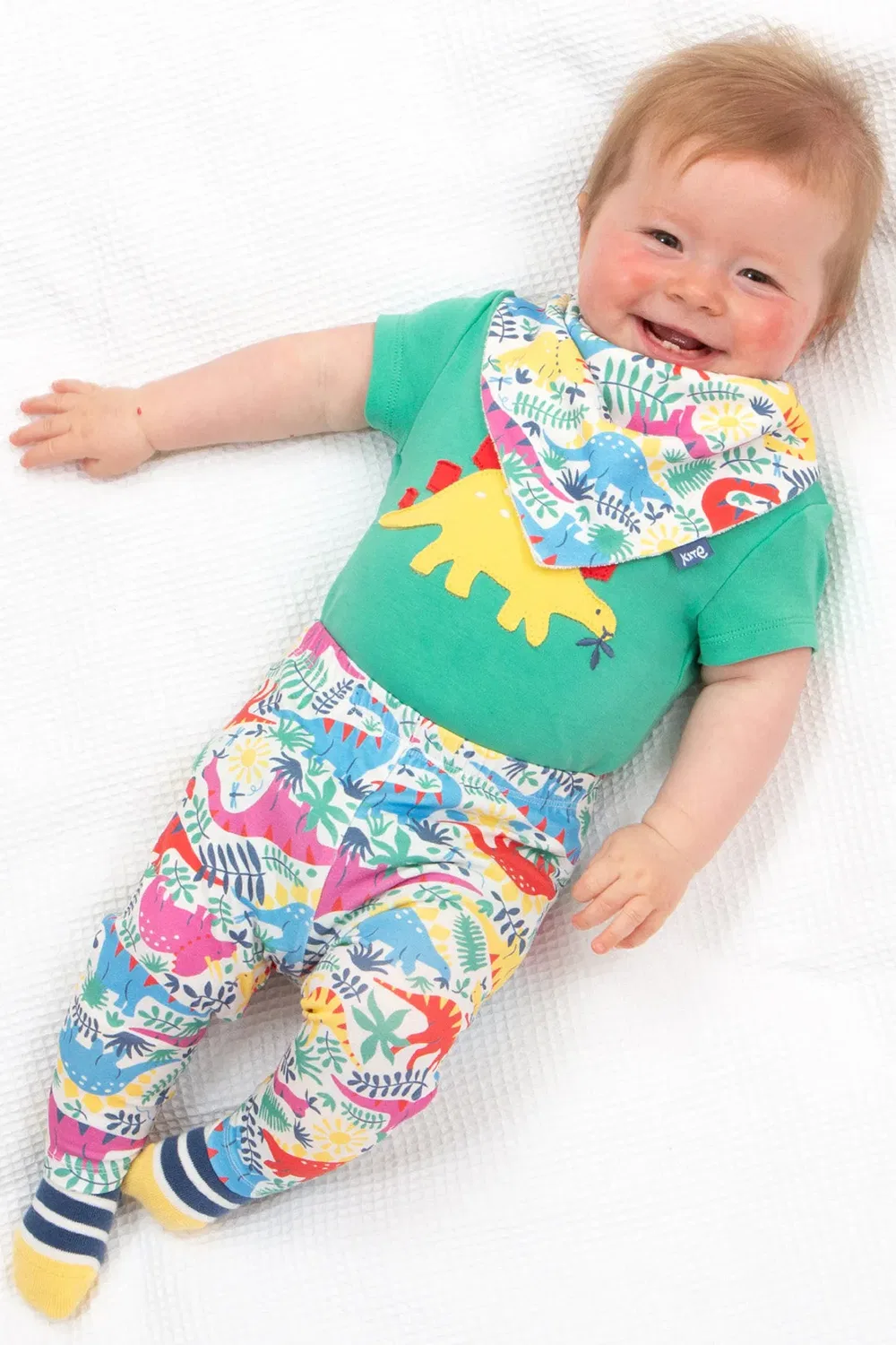 Детское боди из органического хлопка Baby dino day Kite, Green — фото 3