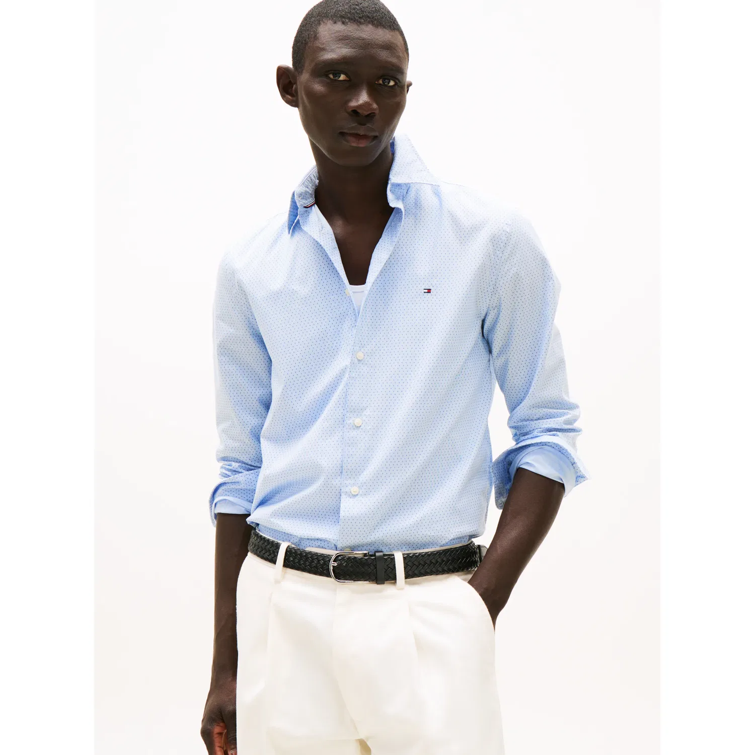 Мужская рубашка с принтом с длинным рукавом Tommy Hilfiger, Cloudy Blue