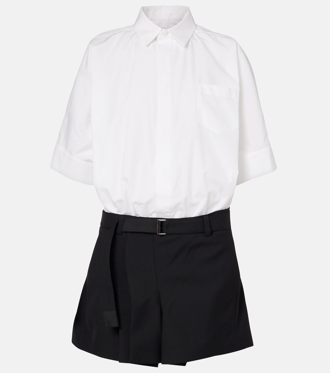 

Мини-платье из поплина Sacai, Off White X Black