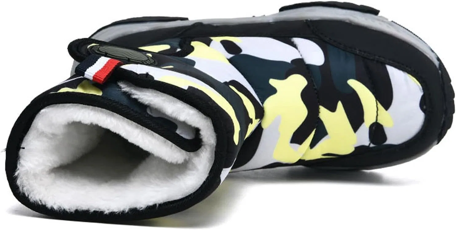 Детские зимние ботинки для девочек и мальчиков с теплой подкладкой FLIOZY, Black/Yellow — фото 2