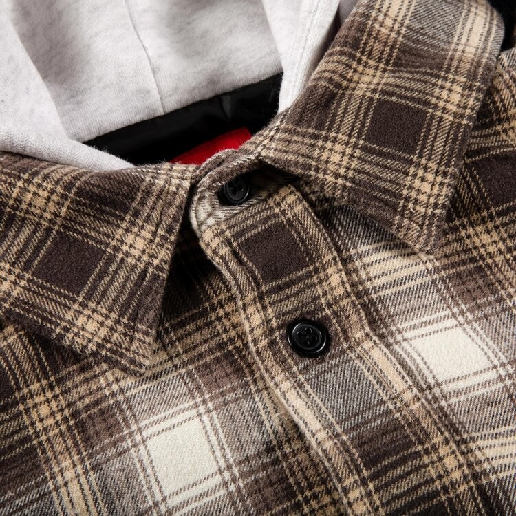 Рубашка Supreme Hooded Flannel Zip Up Shirt 'Brown', коричневый — фото 4