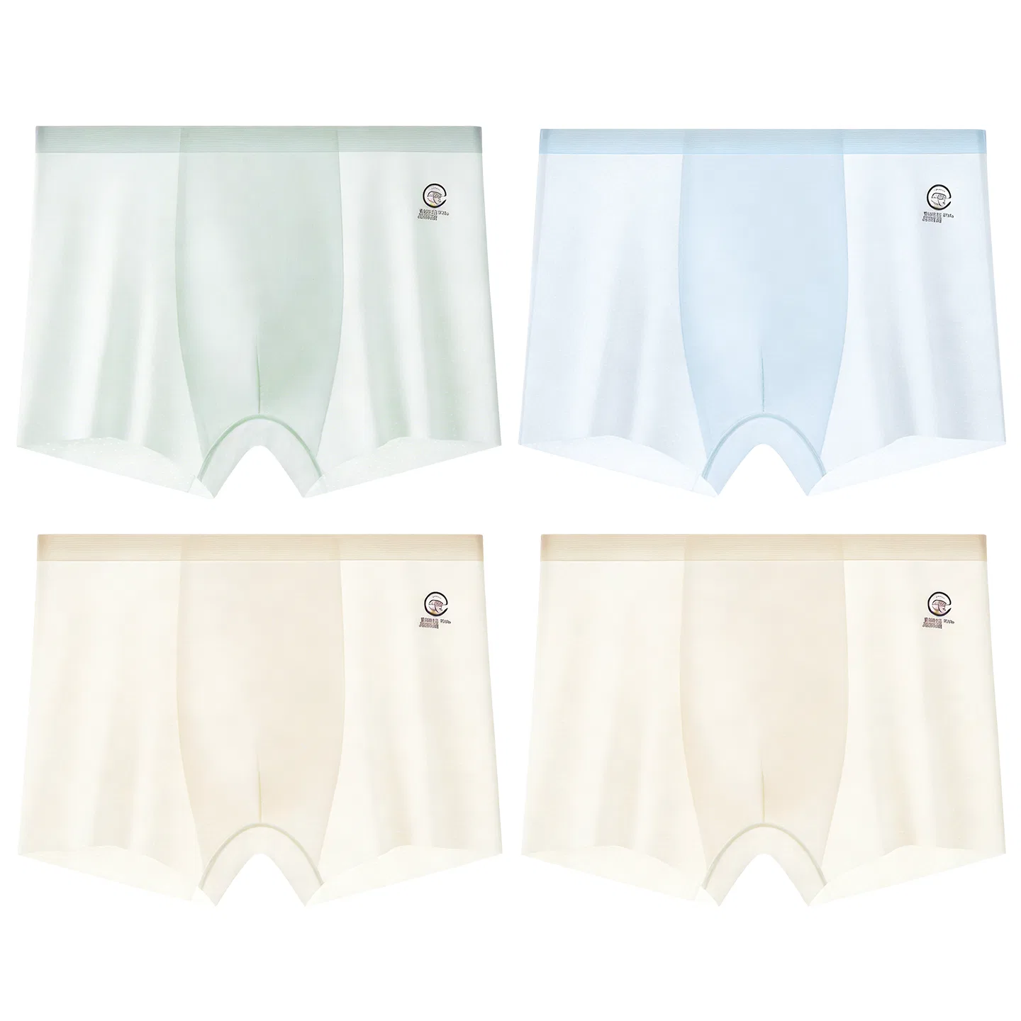 Детские трусы для мальчиков из дышащей сетки Red bean, 4 шт, Light Ice Green, Champagne, Light Ice Blue