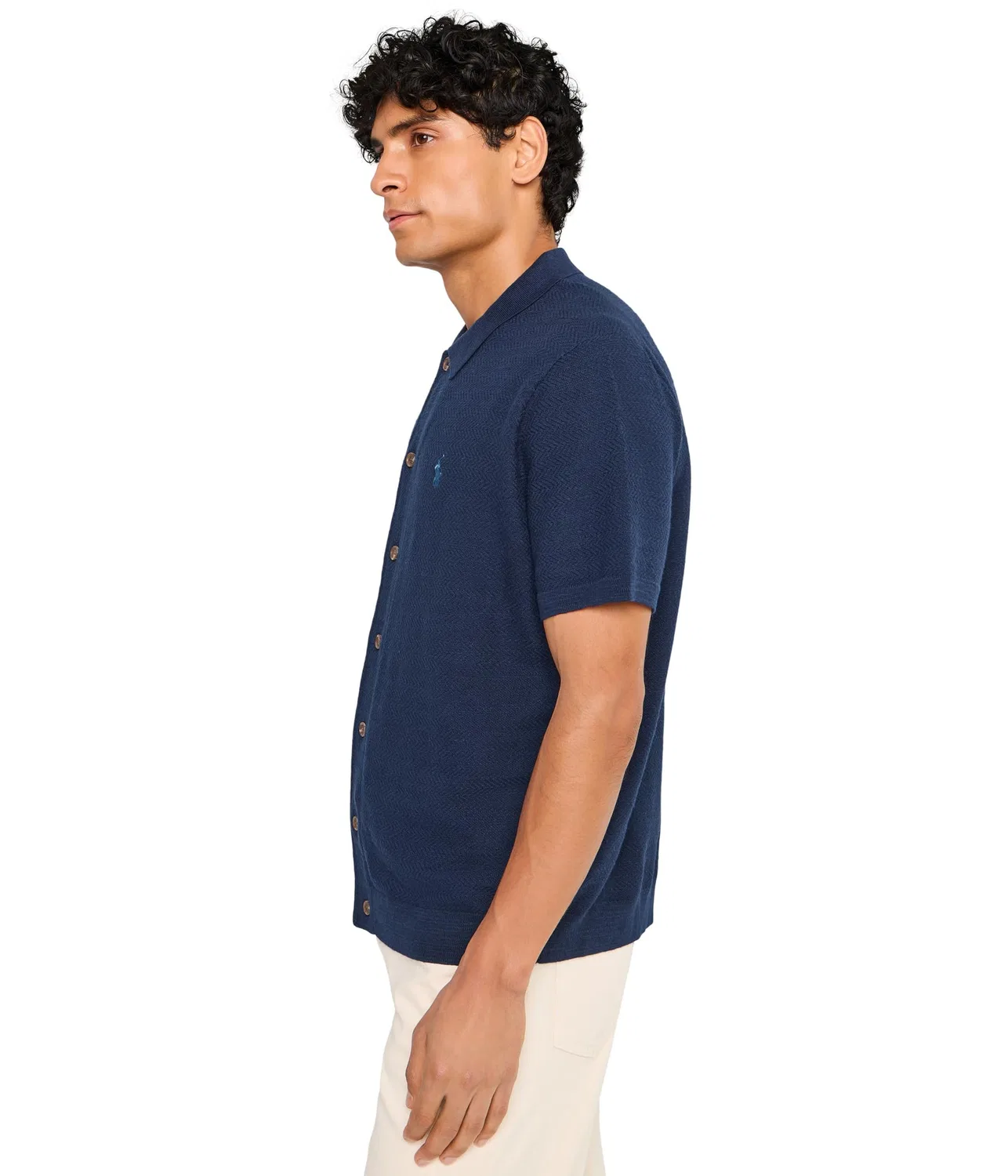 Кардиган с коротким рукавом из хлопка и льна Polo Ralph Lauren, Bright Navy — фото 3