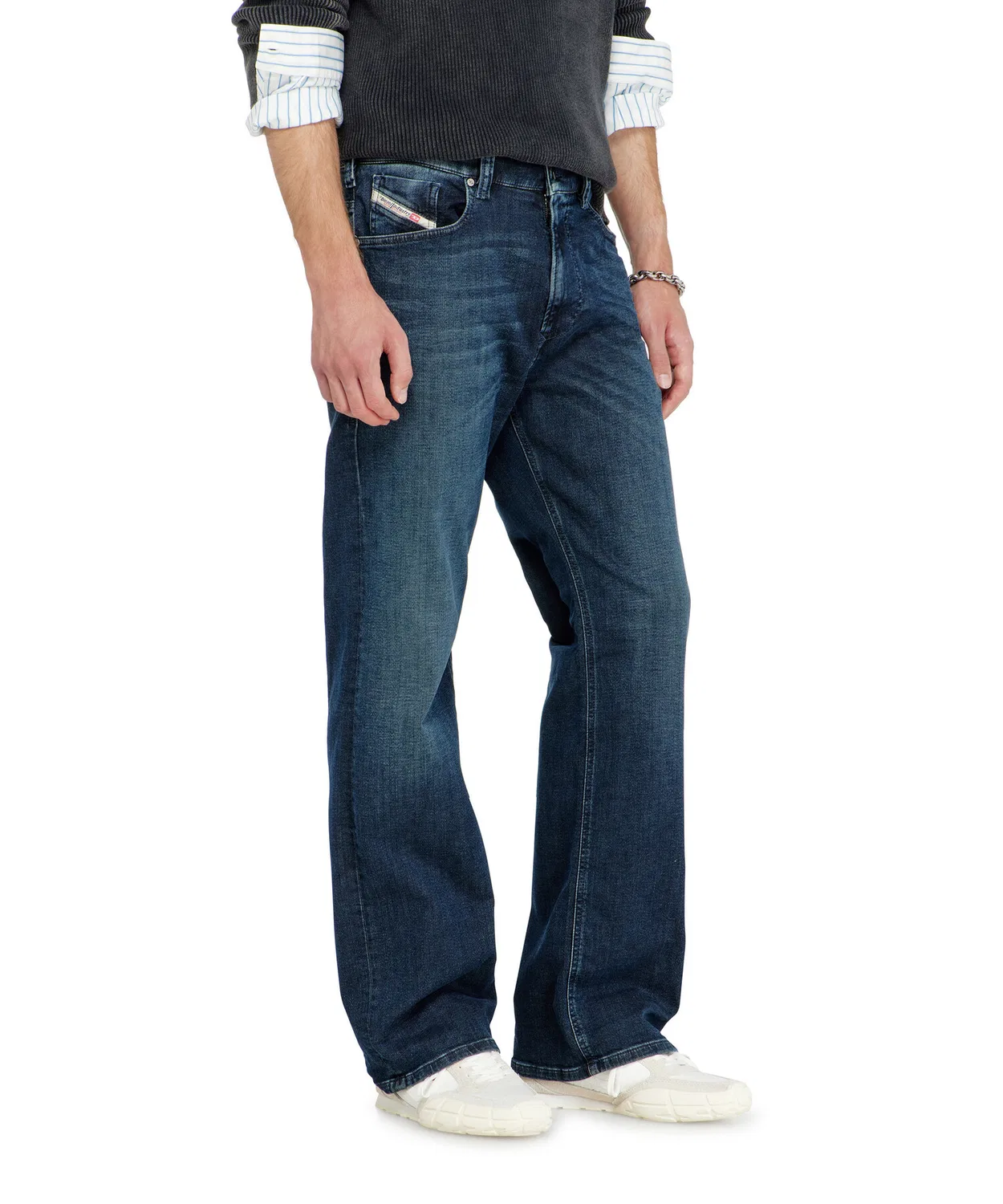 Мужские джинсы-джоггеры с брендовым логотипом DIESEL, Dark Indigo Blue — фото 2