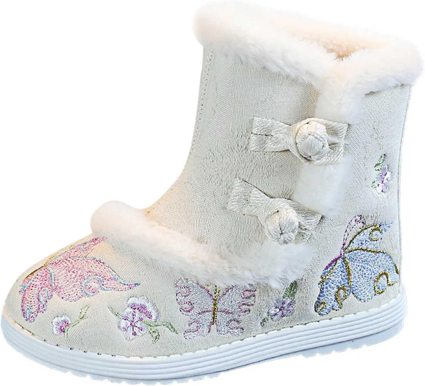 Детские сапоги для девочек с вышивкой Hanfu Shoes Chinese Year Boots, Beige