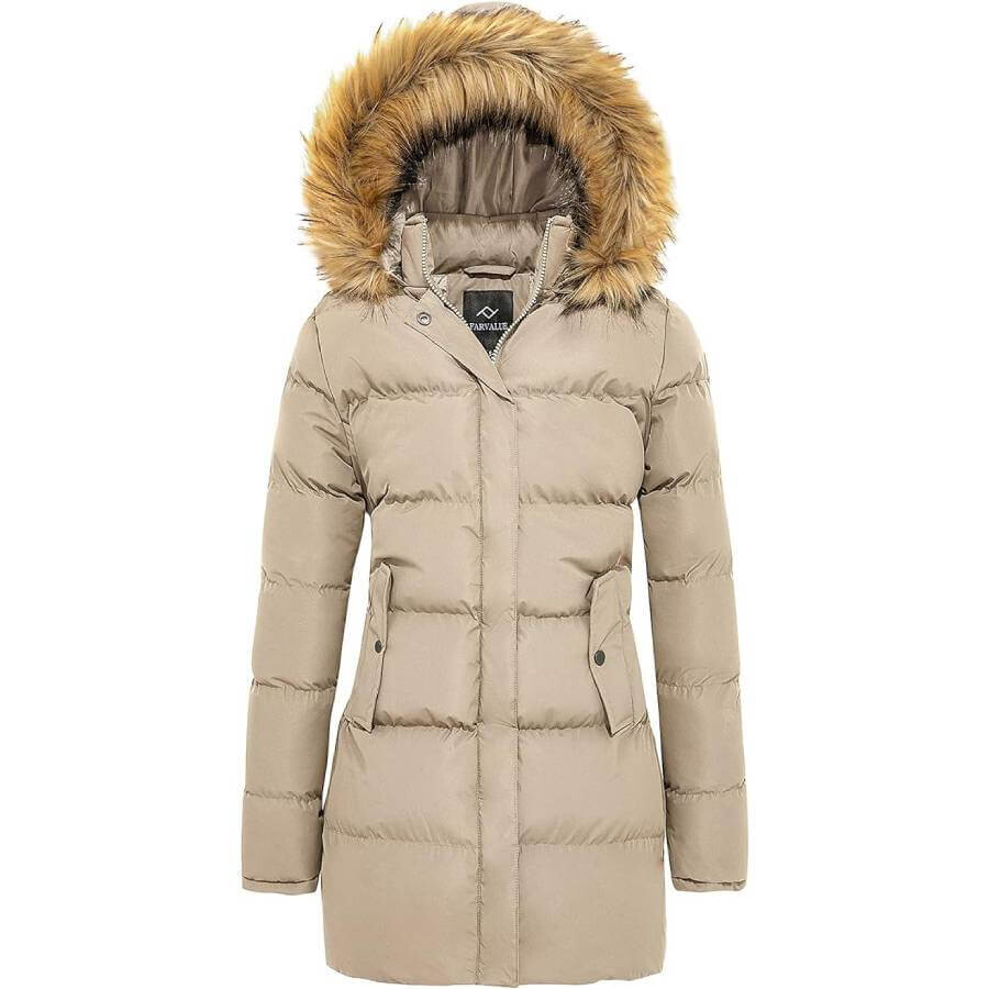 

Куртка Farvalue Women's Winter Coat Thicken Puffer, хаки