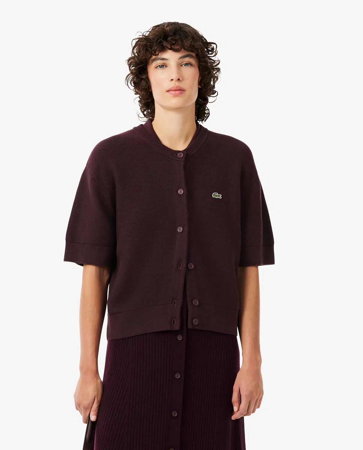 Джемпер Lacoste Маррон, из хлопка и шерсти с круглым вырезом