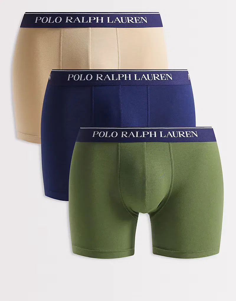 Боксеры-брифы с тональным логотипом 3 шт Polo Ralph Lauren, мультиколор