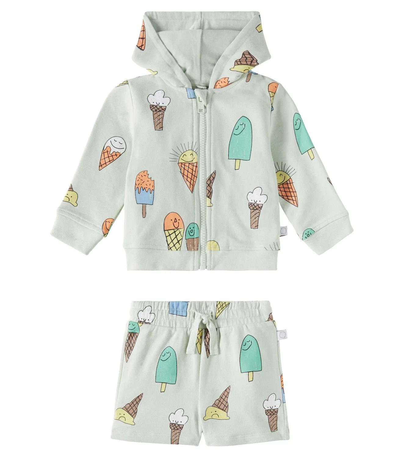 Комплект из флисового свитшота и шорт с принтом для малышей Stella Mccartney Kids, зеленый