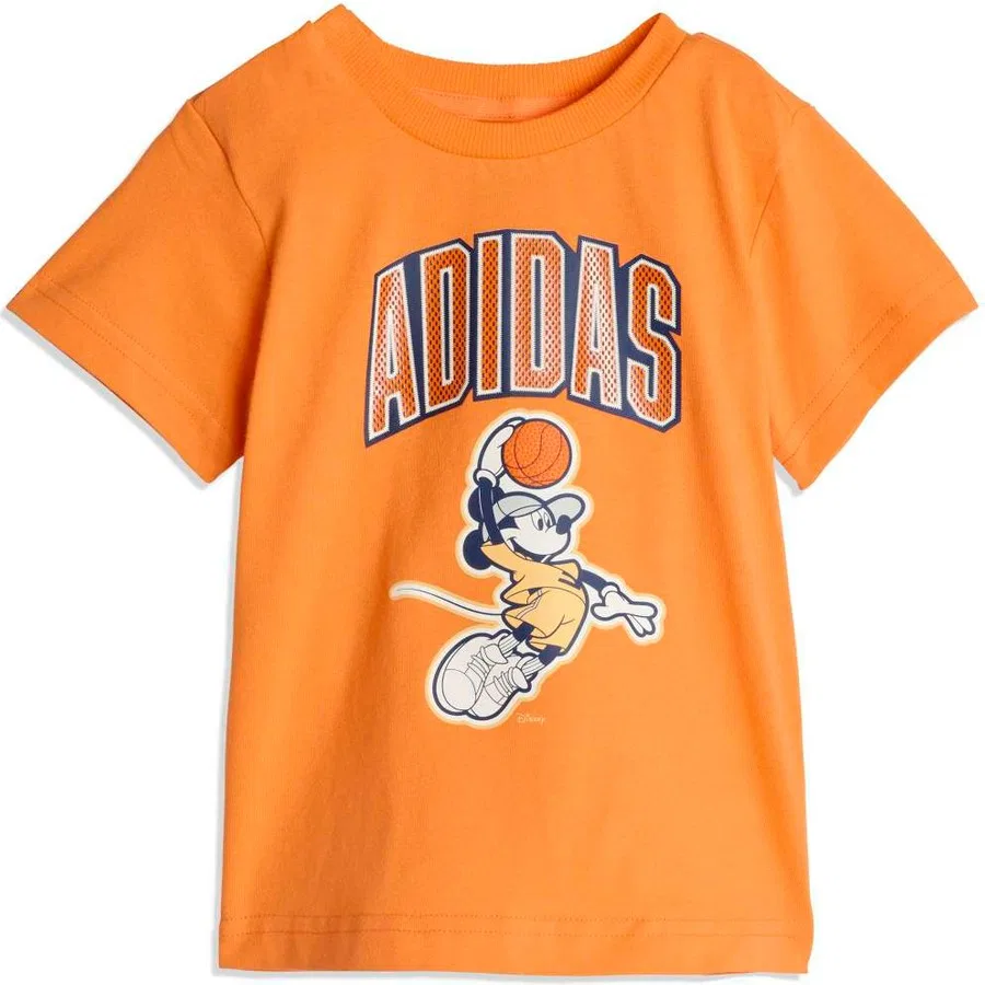 Детский спортивный костюм с принтом Disney Mickey Mouse adidas, Оранжевый/Темно-синий — фото 2