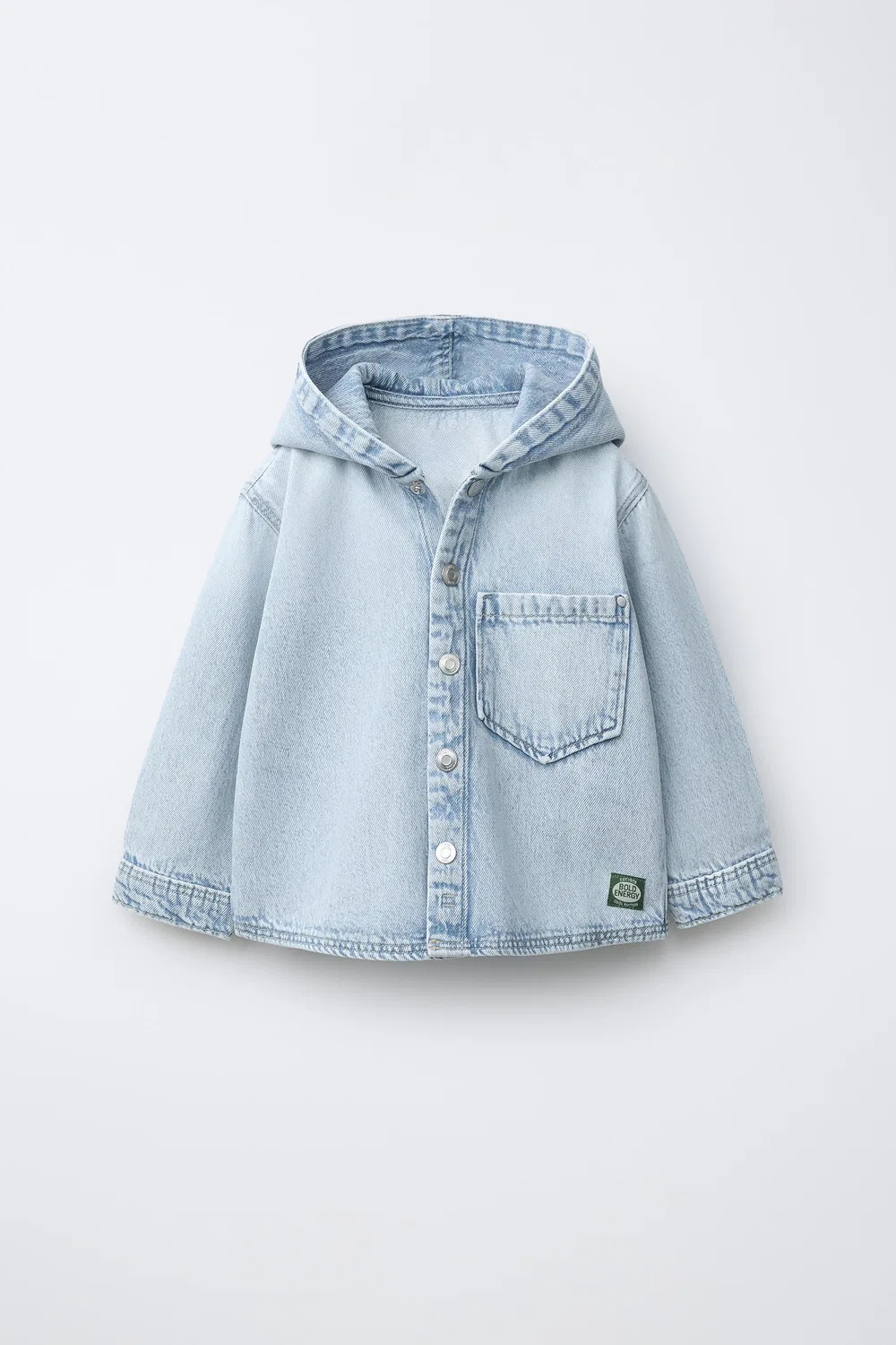 Джинсовая рубашка с капюшоном ZARA, Light Blue