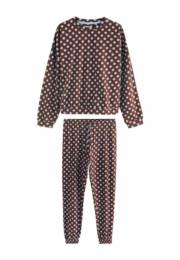 Комплект пижамы из хлопка Set - pyjama set Next, Chocolate Brown Polkadot, коричневый/шоколадный — фото 3