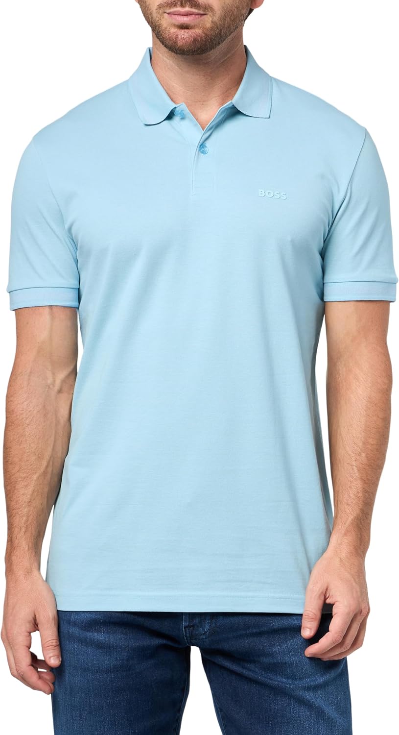 

Мужская спортивная рубашка-поло BOSS Pio Sporty Tonal Collar, Arctic Blue, Синий, Мужская спортивная рубашка-поло BOSS Pio Sporty Tonal Collar, Arctic Blue