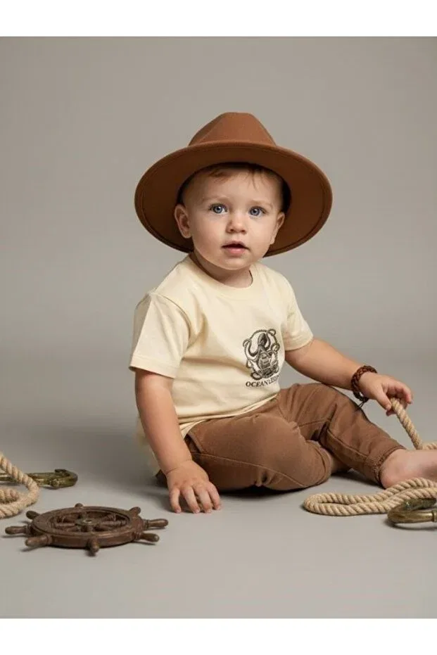 Детская футболка для мальчиков с принтом Zekids, Beige — фото 3