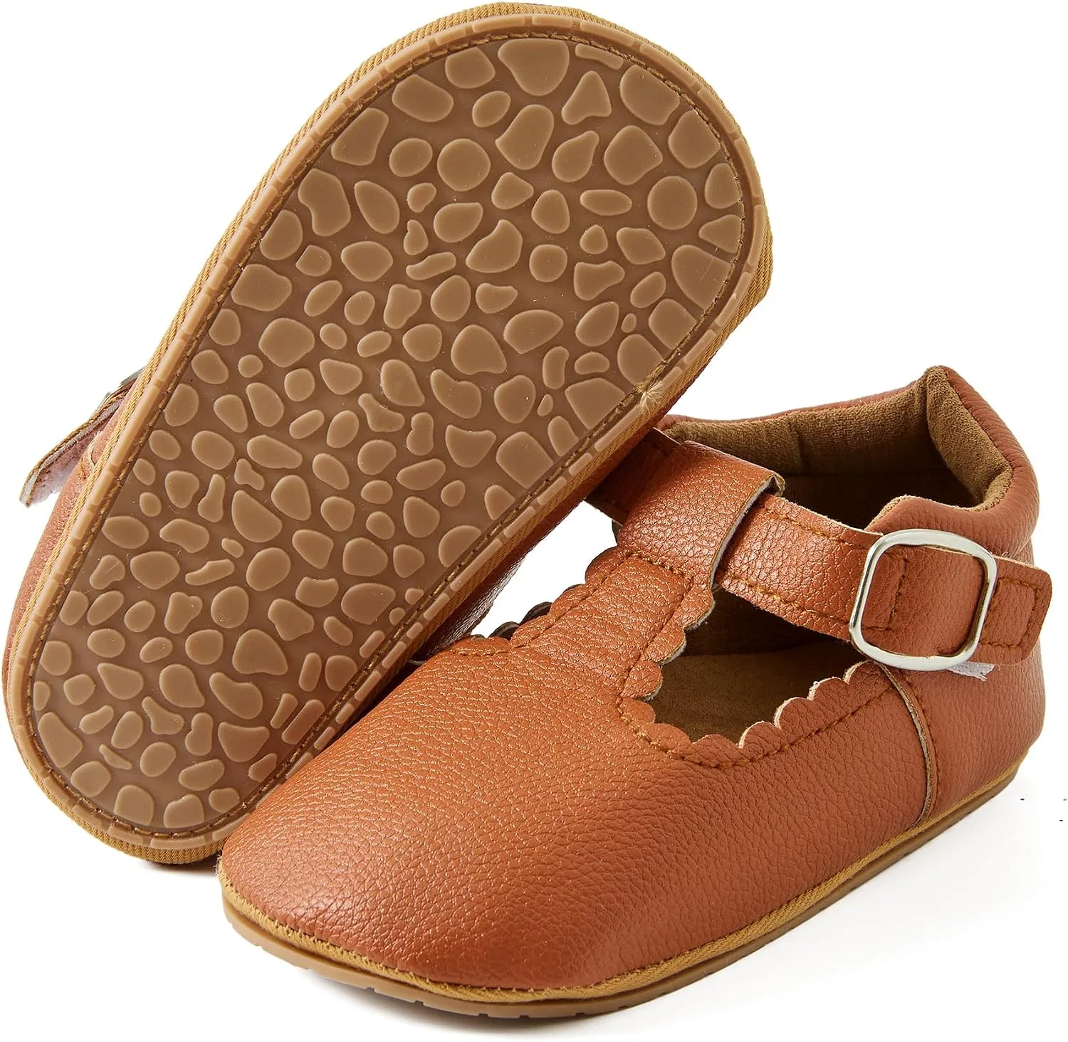 Детские кожаные мокасины для девочек с принтом JOYEBUY, Brown — фото 4