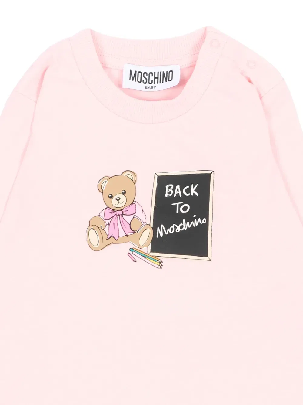 Футболка с длинным рукавом с графическим изображением плюшевого мишки Moschino Kids, розовый — фото 3