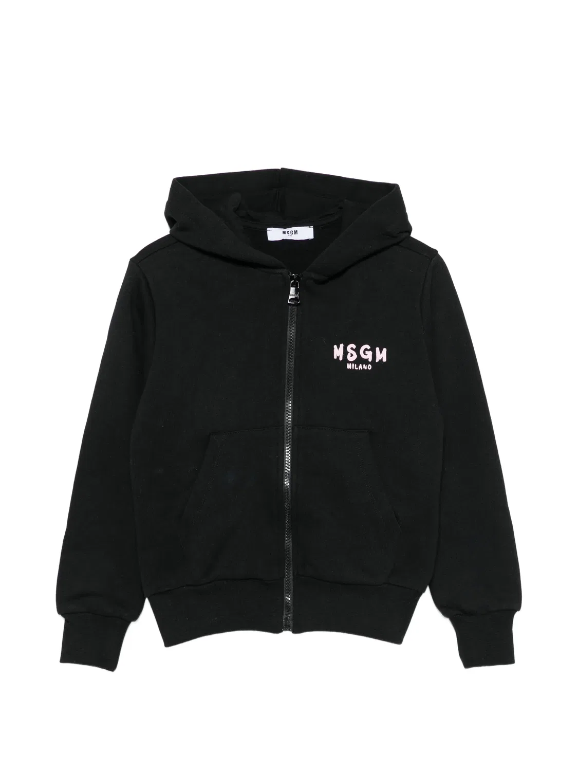 Худи на молнии из черного хлопка MSGM, черный