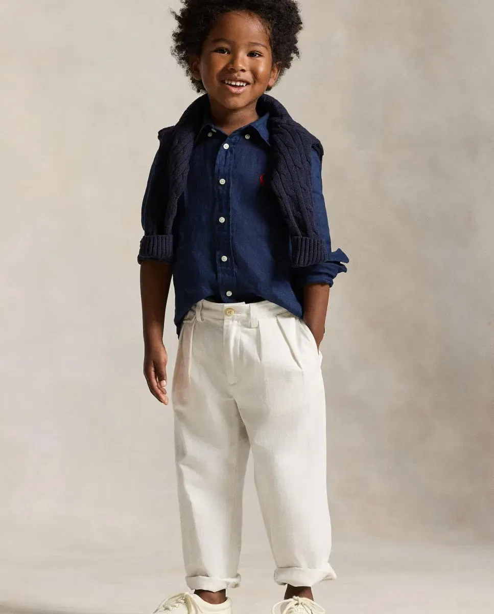 Детская рубашка для мальчиков льняная Polo Ralph Lauren, Azul Marino — фото 3