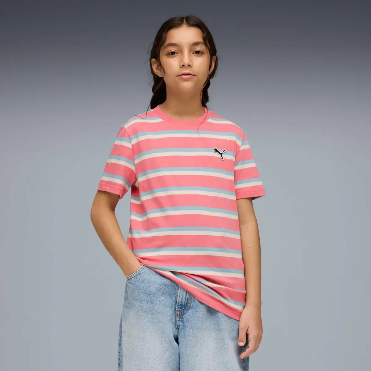 Детская футболка для мальчиков с полосками ESS ELEVATED Striped Puma, Розовый