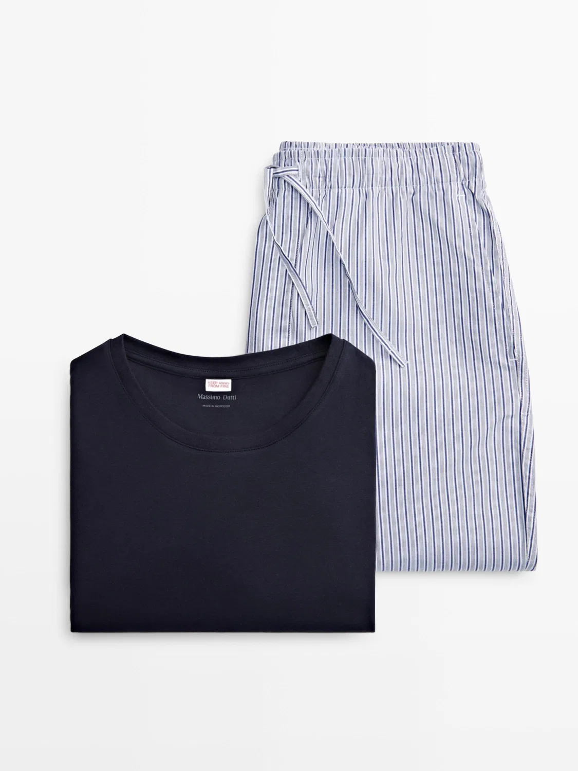 Комплект пижамы Massimo Dutti, полосатый домашний костюм, синий