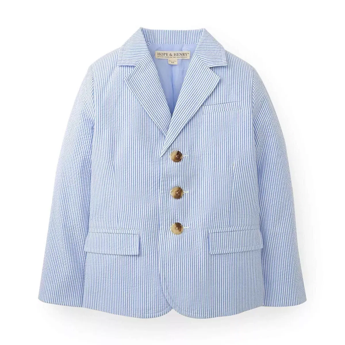 Детский пиджак из сейрсакера с принтом Classic Seersucker Suit Jacket Hope & Henry, Blue Seersucker