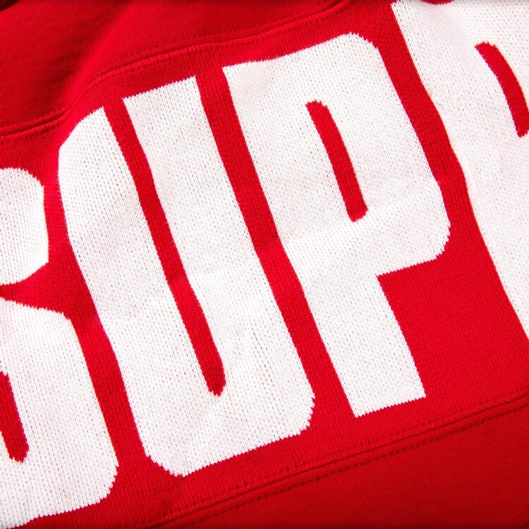 Толстовка Supreme Rib Hooded Sweatshirt 'Red', красный — фото 4