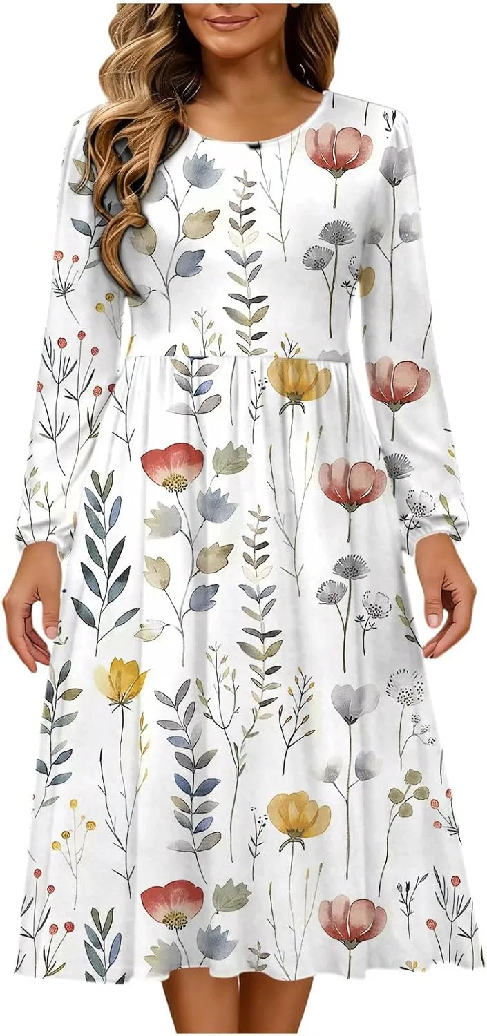 Женское летнее платье с цветочным принтом Flowy Midi, Multicolor