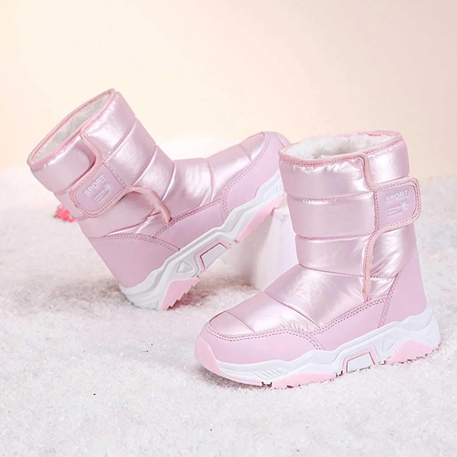 Детские зимние ботинки для девочек с принтом Metallic Boot, Pink — фото 4