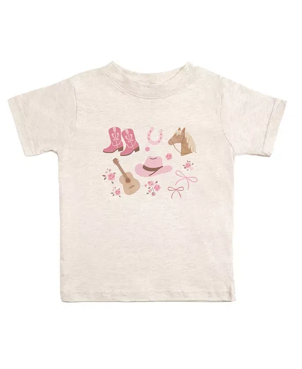 Детская футболка для девочек с принтом Western Girlie Sweet Wink, Natural Heather