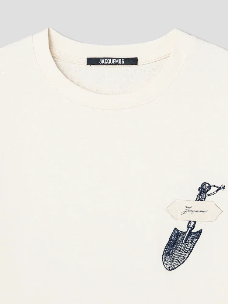 Футболка с вышивкой Le Tshirt Pelle JACQUEMUS, Ivory — фото 3