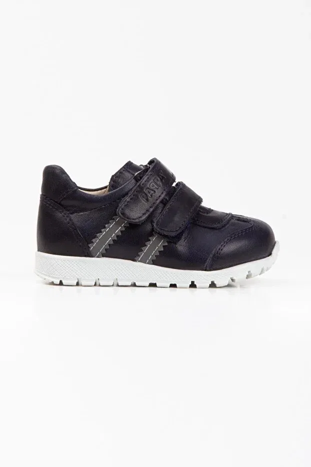 Детские кеды для девочек кожаные Elba children's dark navy blue leather sneakers reflective w400-04 Paqpa, Dark Navy Blue