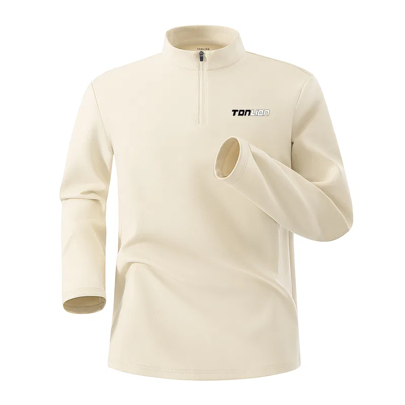 Детское футболка с длинным рукавом Tonlion, Item: Quick-Drying Long T-Shirt, Light Beige (With Black And White Lettering On The Chest)