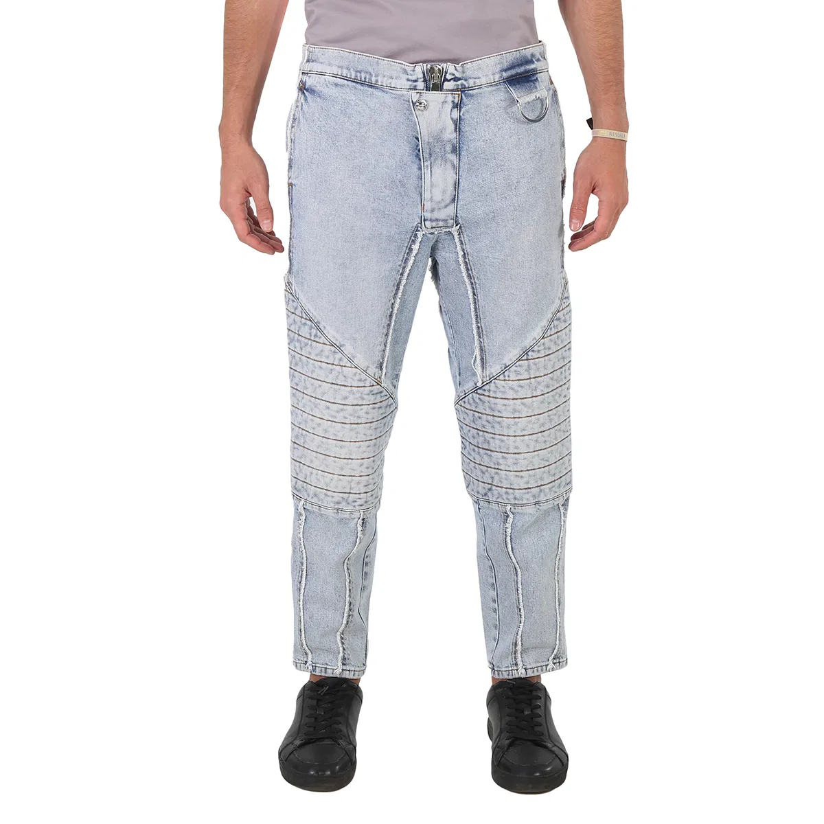 Джинсы узкие с рифлеными вставками Balmain, Blue