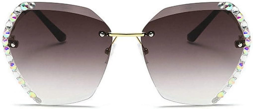 

COTIA 2022 Винтажные модные солнцезащитные очки большого размера без оправы для женщин, украшенные бриллиантами и стразами, ретро-квадратные солнцезащитные очки для женщин, Coffee