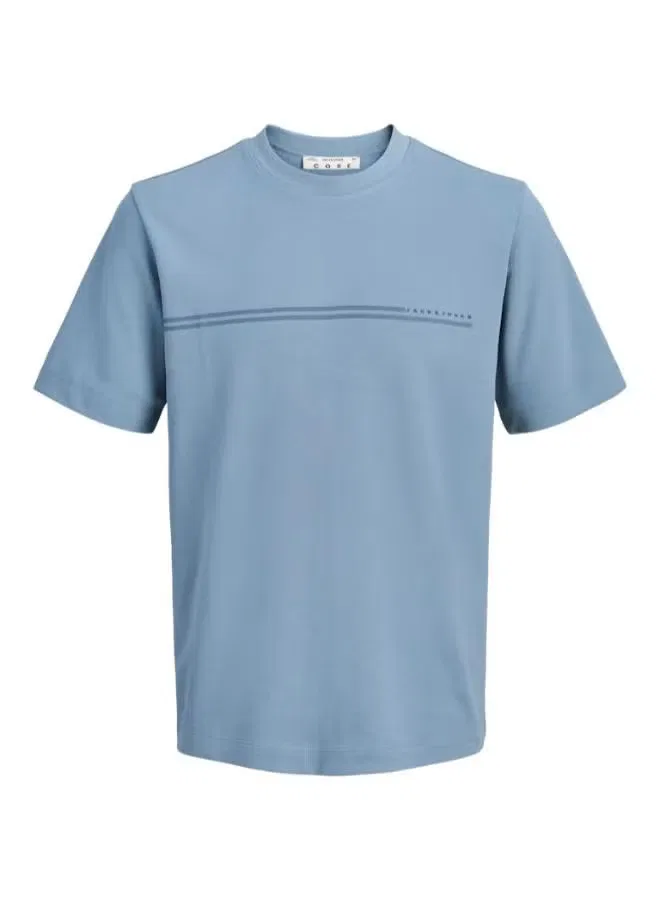 Jack & Jones Junior Футболка с принтом на груди, синяя
