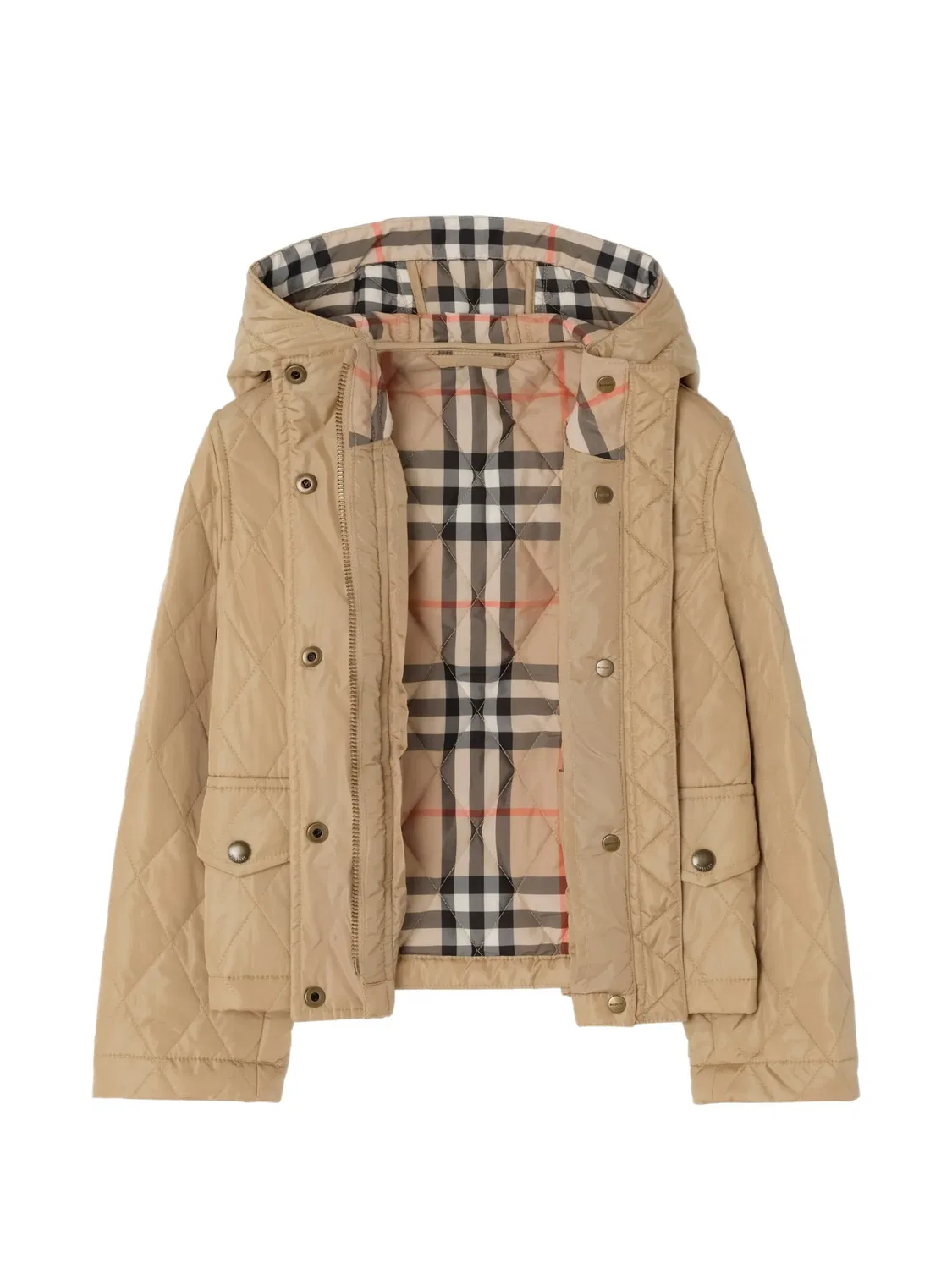Стеганая куртка Burberry Kids, нейтральные цвета — фото 3