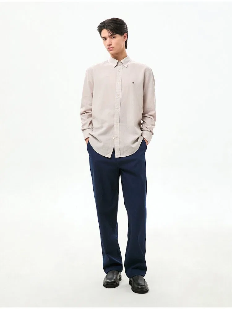 Рубашка Regular Fit из льна с полиэстером TOMMY HILFIGER, Silver
