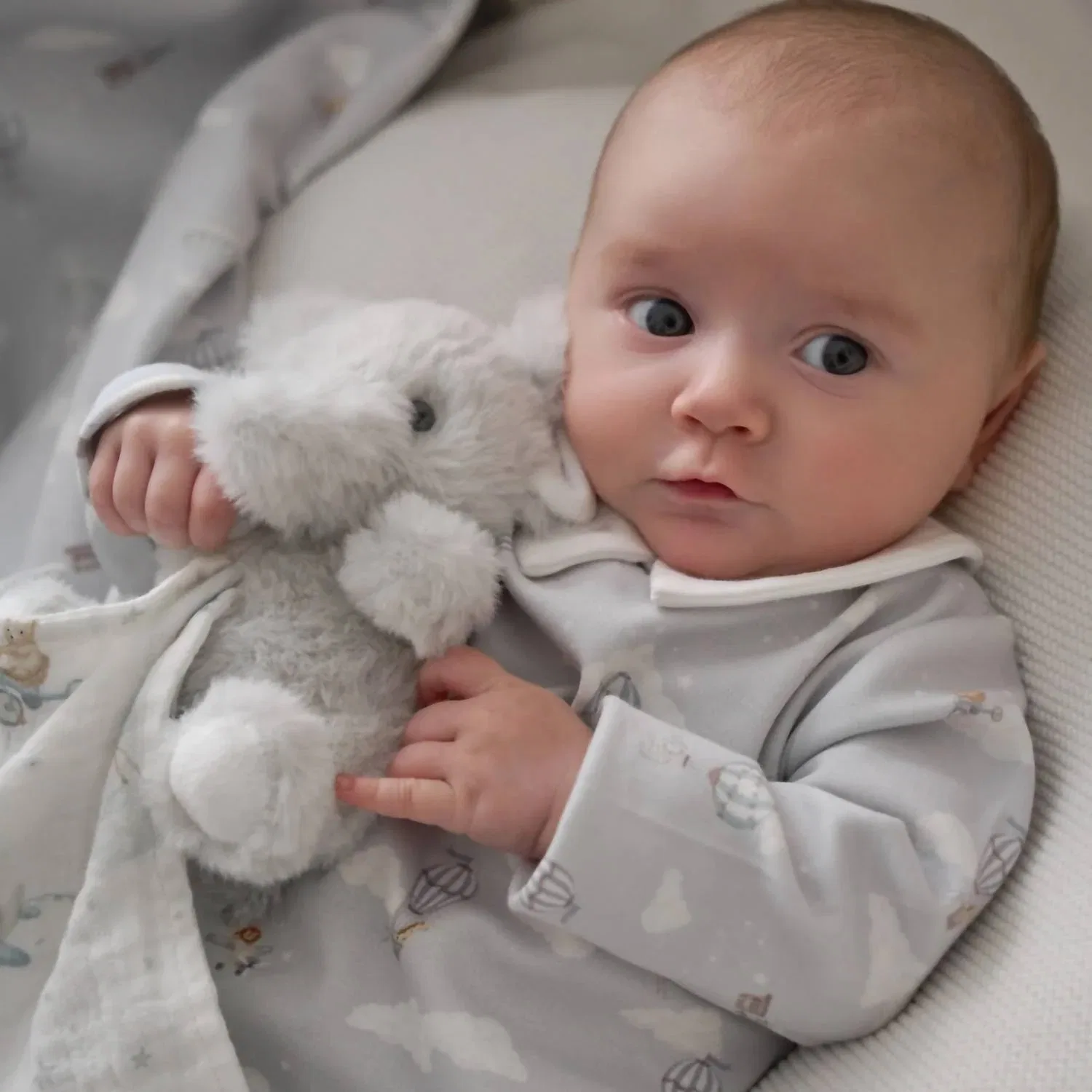 Детский комбинезон с двойным воротником и принтом Up & Away Elegant Baby, синий — фото 3