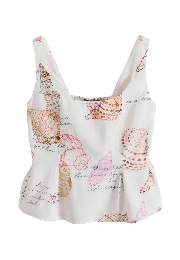 Топ с принтом Top Next, Ecru Shell Print, экрю — фото 4