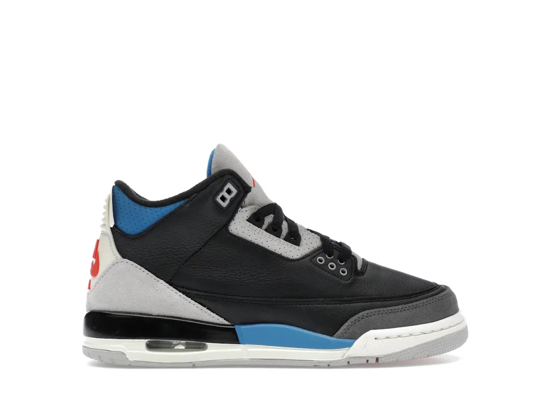 Детские кроссовки с кожаным верхом Jordan 3 Retro OG Rare Air Jordan, Black/Chile Red/Neutral Grey/Military Blue/Coconut Milk