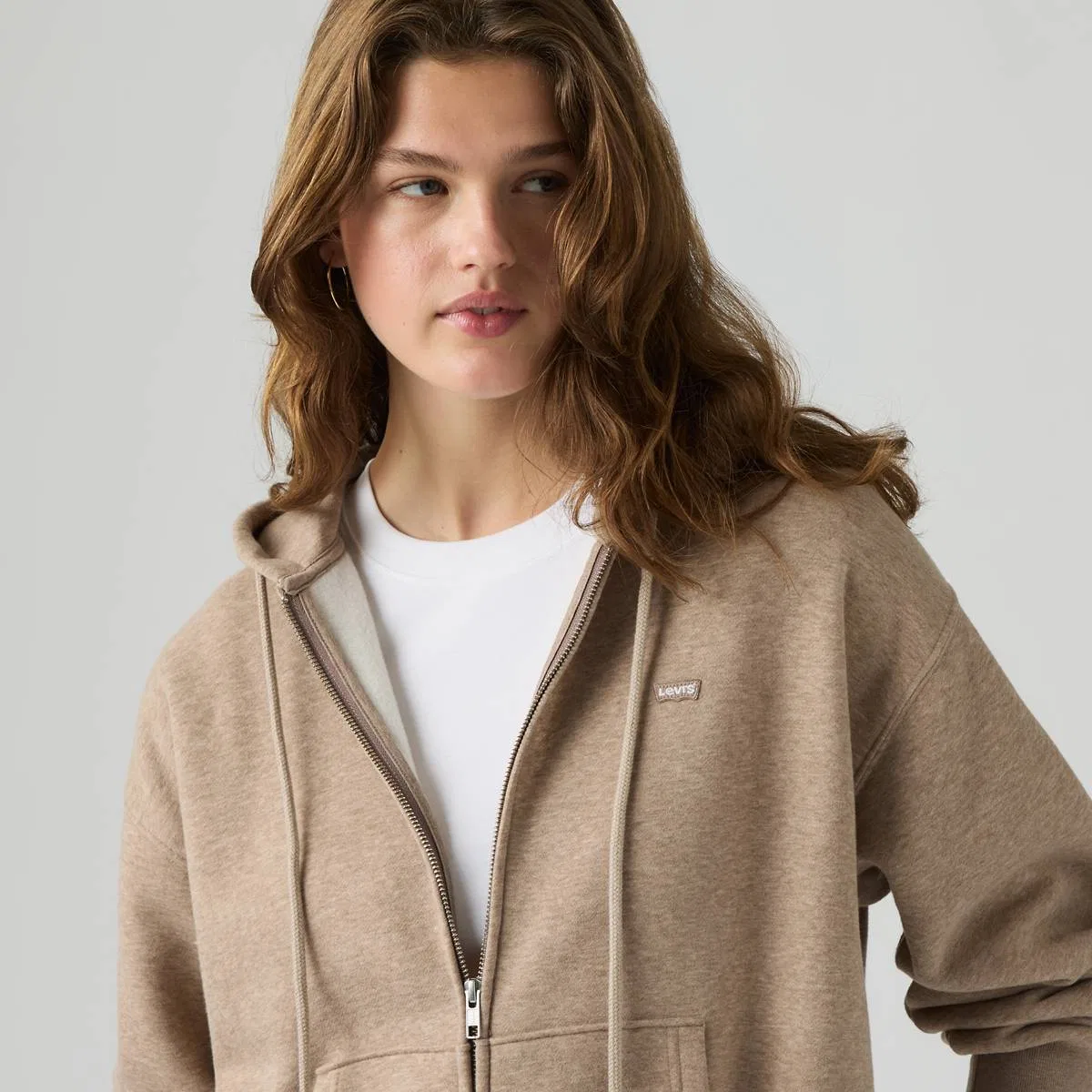 Повседневная толстовка на молнии Levi's, Taupe Gray Heather - Brown — фото 2