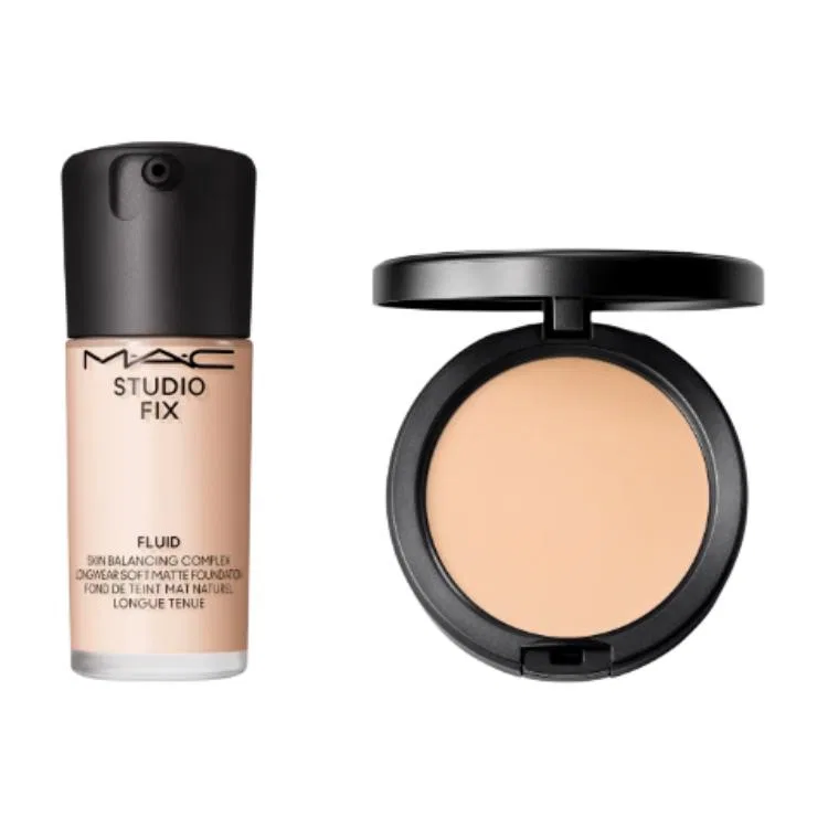 Женский набор косметики с тональной основой и компактной пудрой MAC Flawless, Black