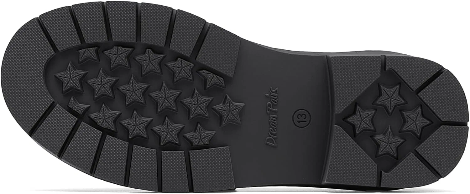 Детские туфли-лоферы на платформе с принтом DREAM PAIRS, Black-Patent — фото 4