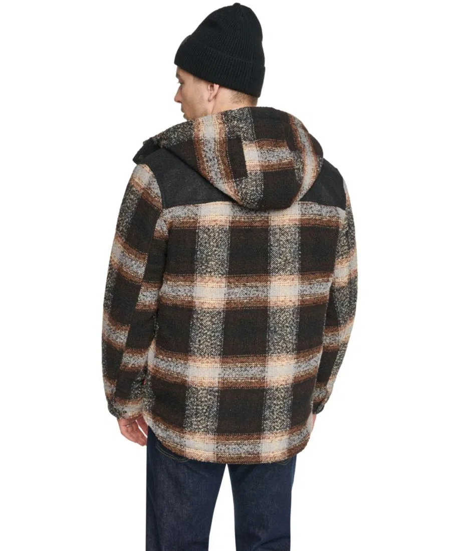 Куртка с капюшоном из шерстяного твида Levi's, Dark Brown Calista Plaid — фото 4