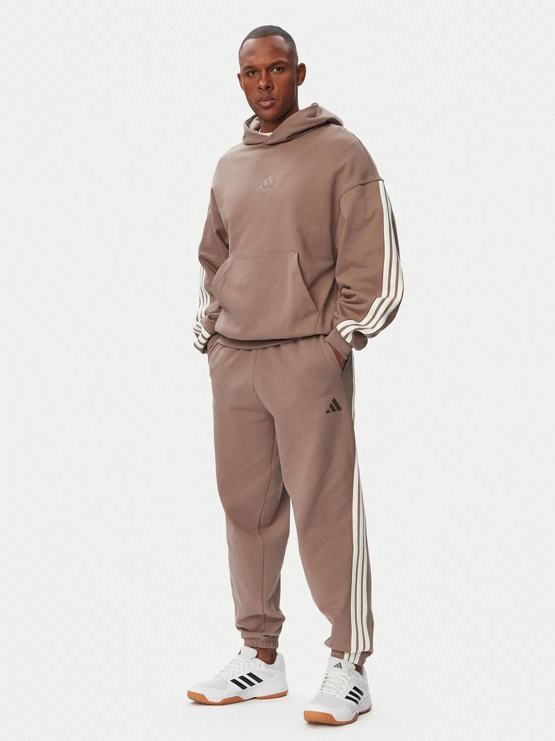Мужская толстовка стандартного кроя Kit Hoodie Adidas, бежевый — фото 2