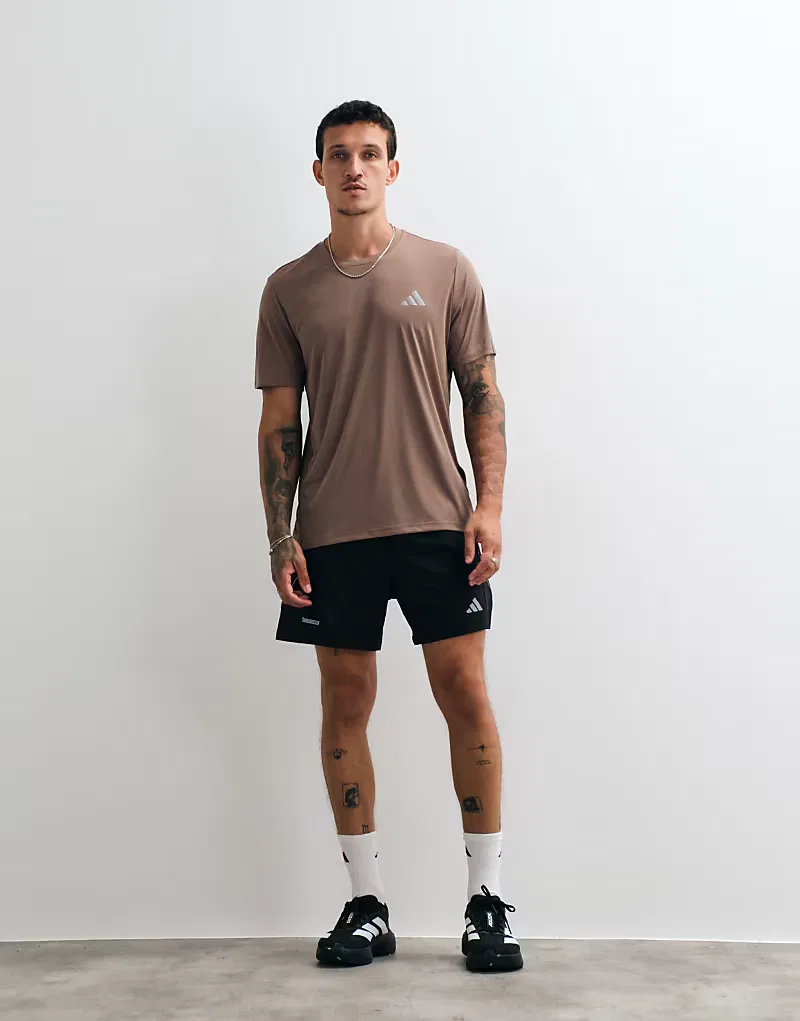 Футболка Adidas Performance Essential Run хаки — фото 3