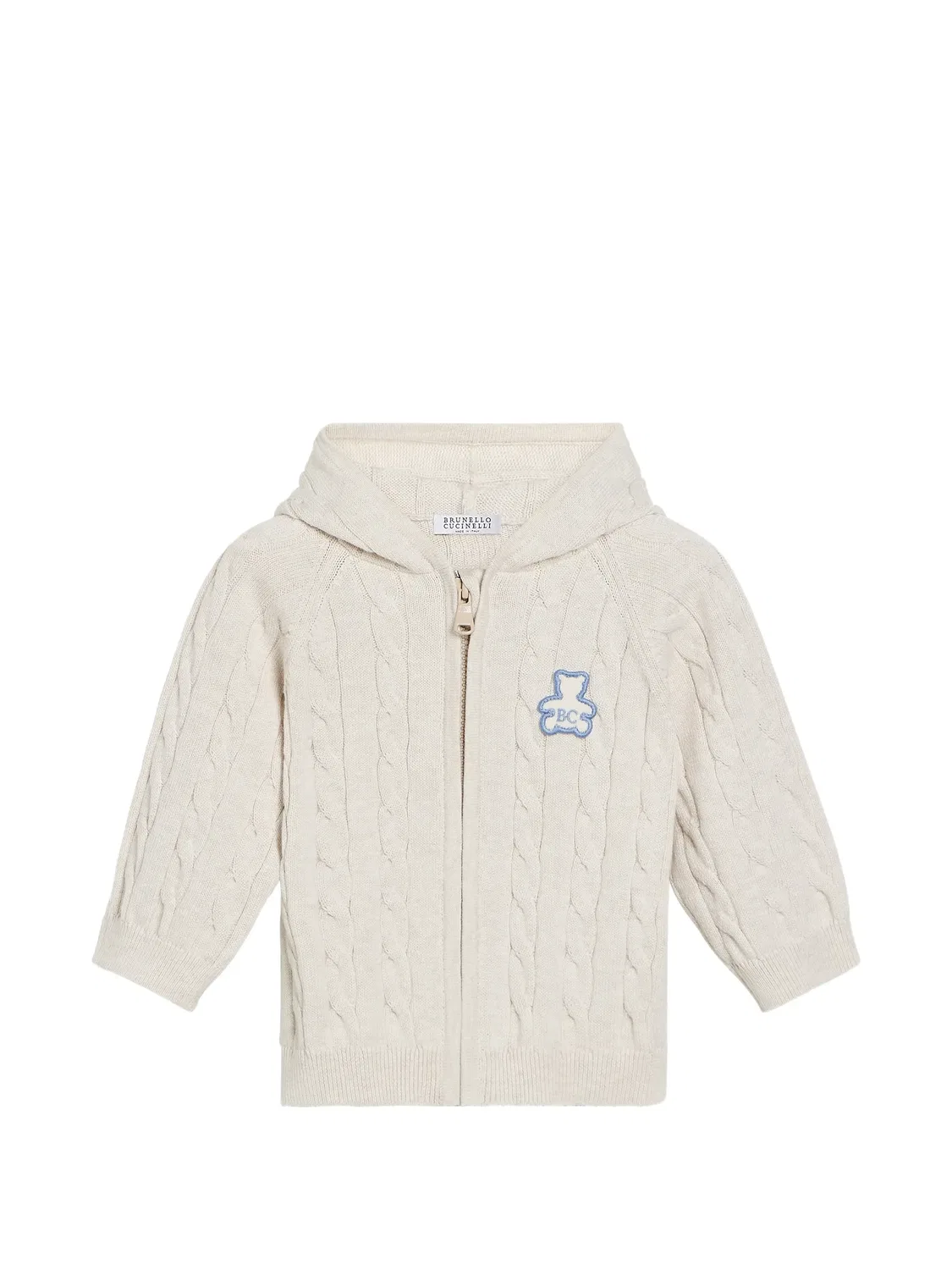 Худи Bernie на молнии Brunello Cucinelli Kids, нейтральные цвета — фото 2