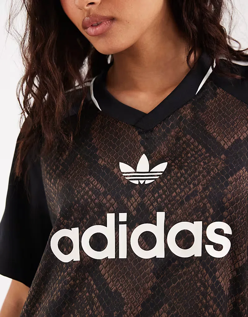 Атласная футбольная майка Adidas Originals темно-коричневый под змеиную кожу — фото 3